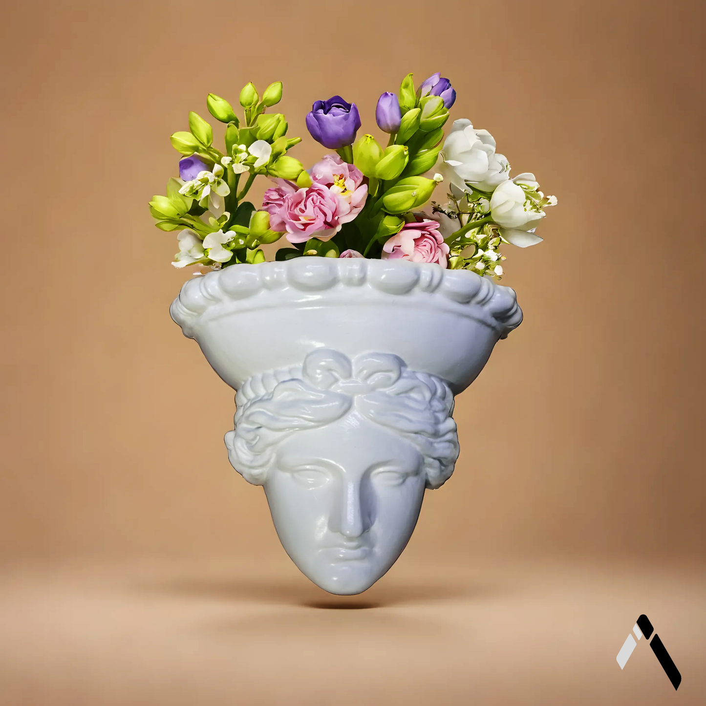 Roman head wall planter